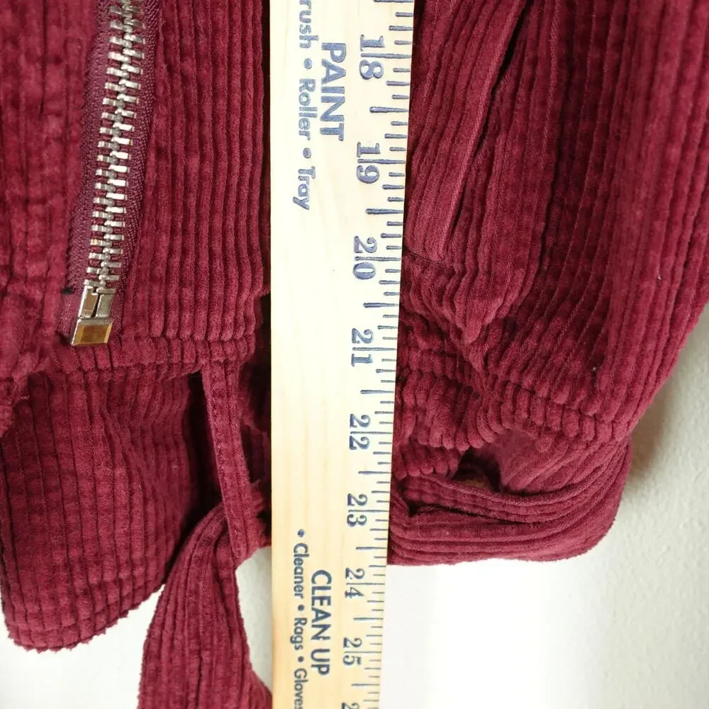 Free People Jacket Womens‎ SZ L Slouchy Dolman Moto Corduroy Boho 70's Grunge